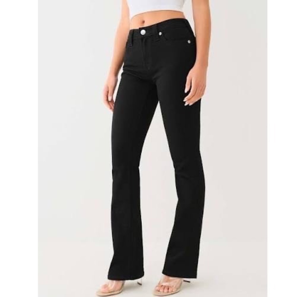 True Religion Becca Bootcut Womens Jeans 26 Black Mid Rise Stretch Denim